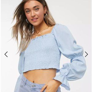 ASOS blue puff sleeve top